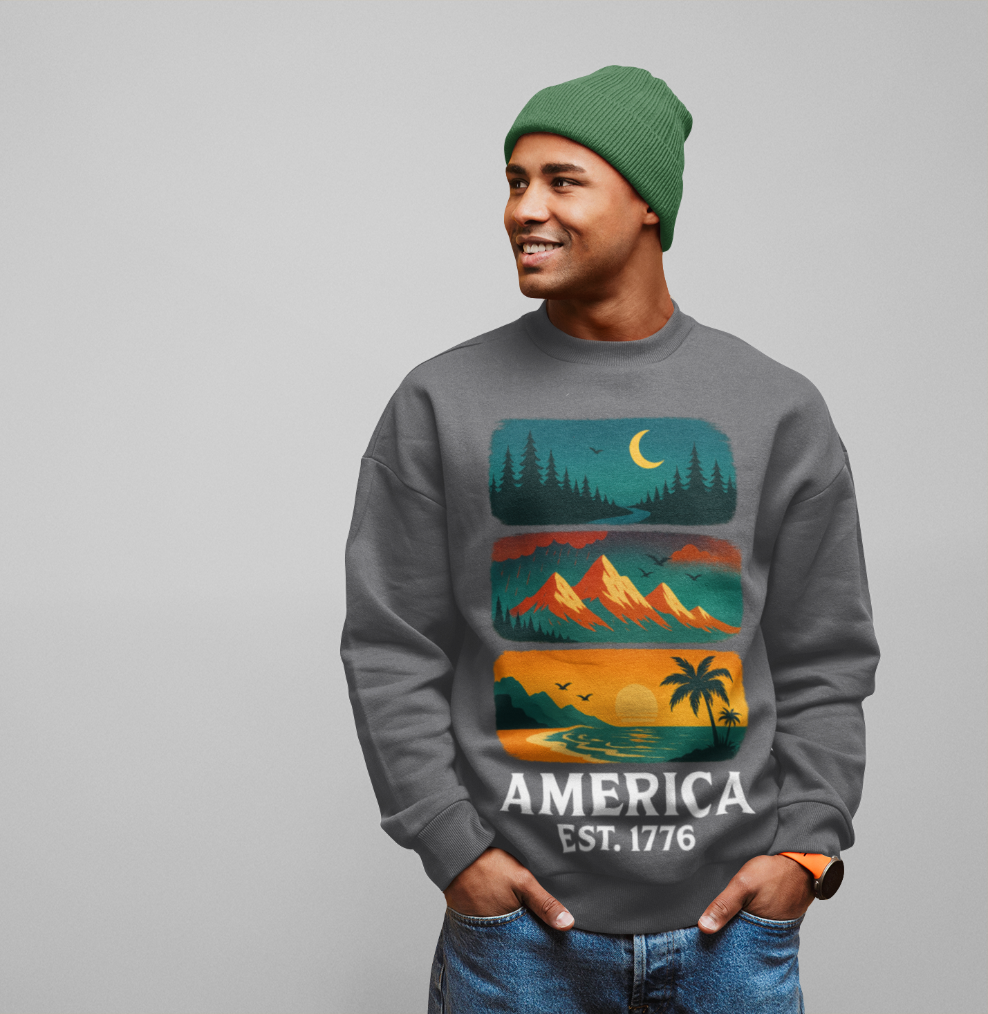 America Est. 1776 – Three Lands Unisex Crewneck