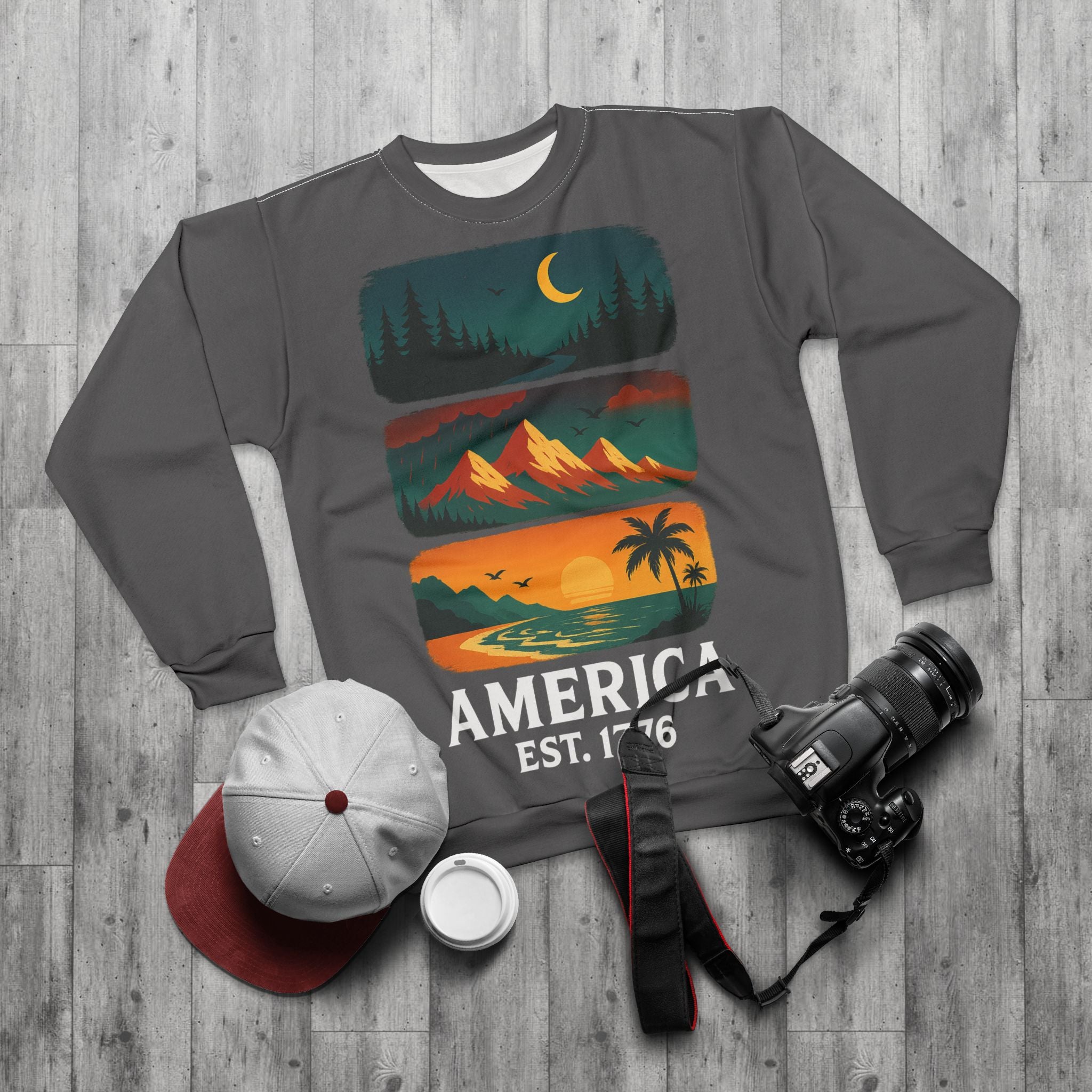 America Est. 1776 – Three Lands Unisex Crewneck