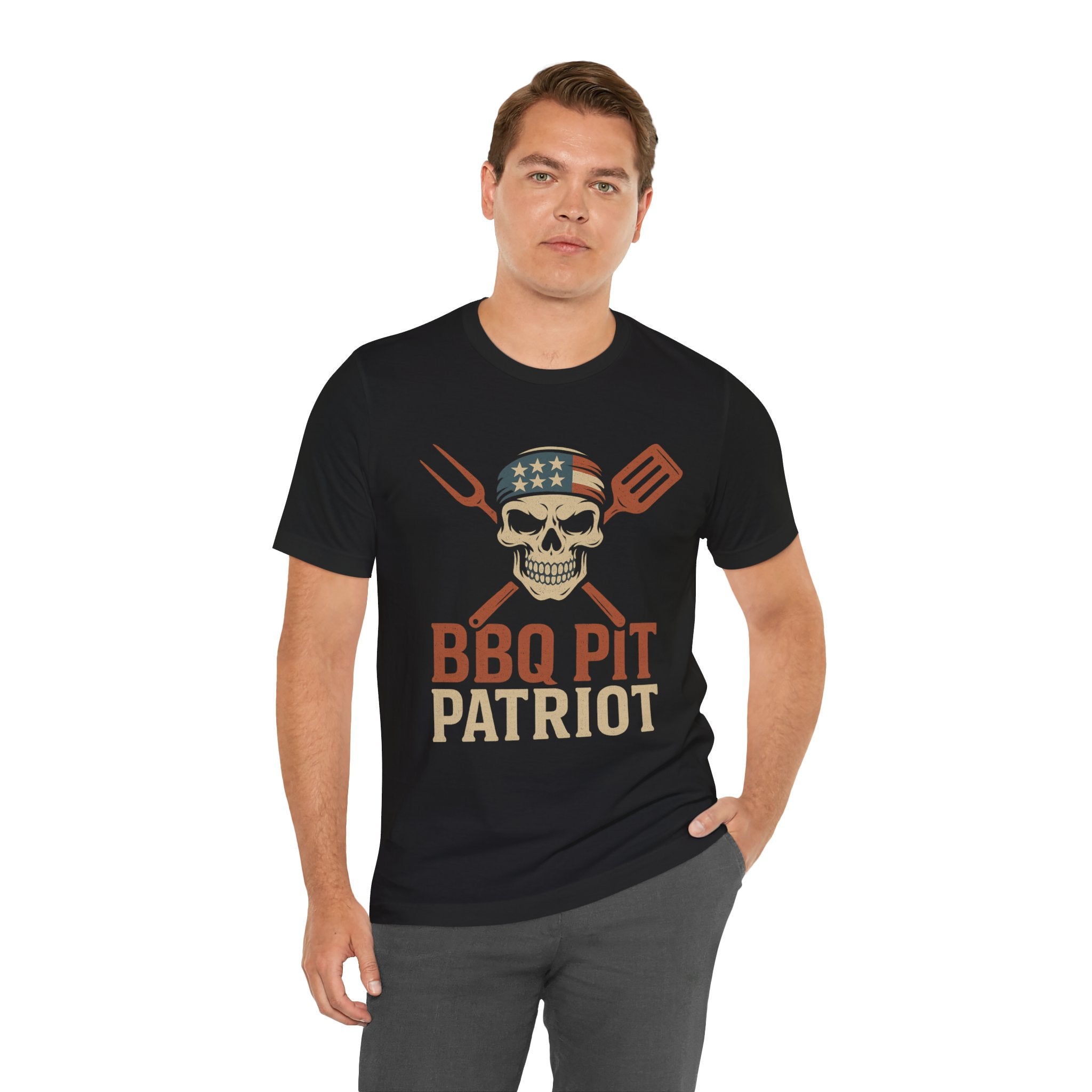 BBQ Pit Patriot – Skull & Spatula Grilling Tee