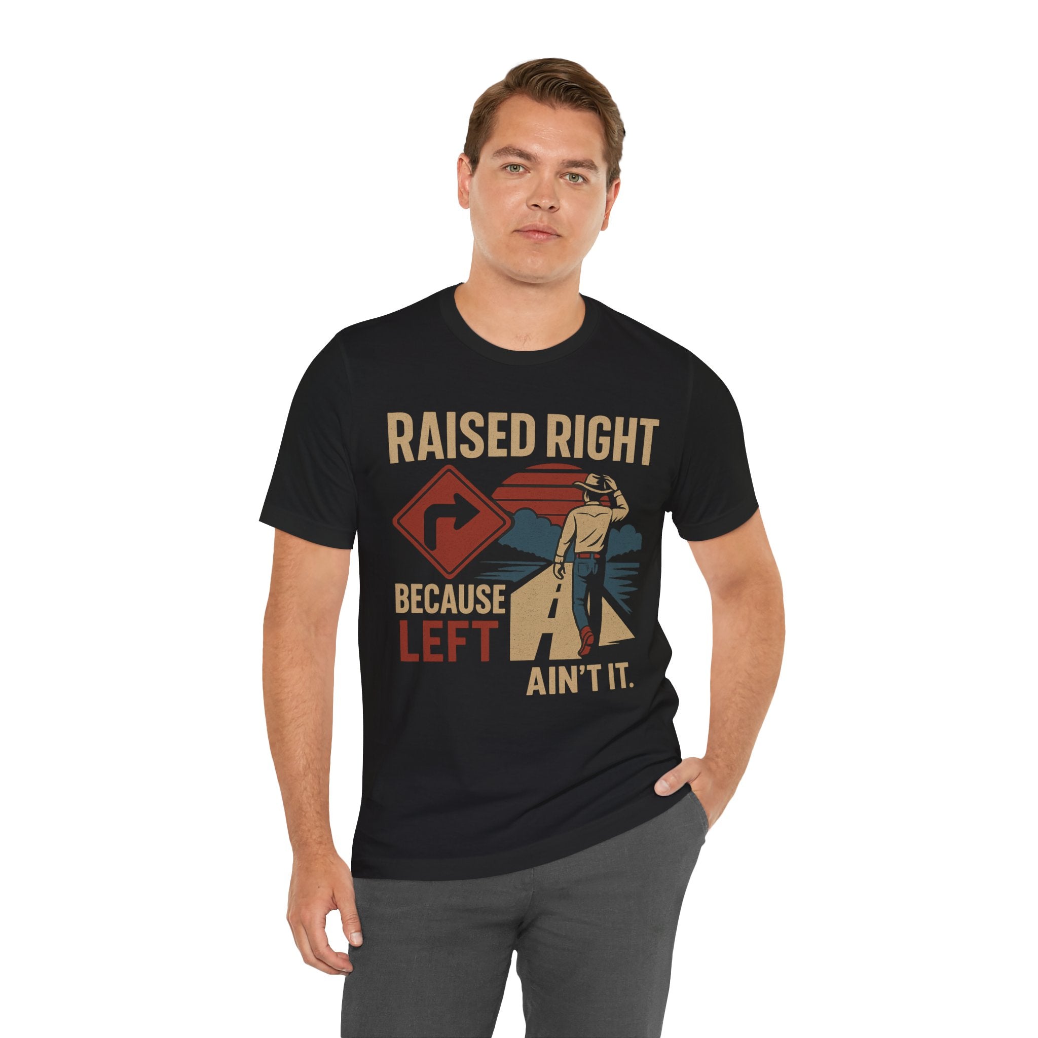 Raised Right – Conservative Cowboy Tee